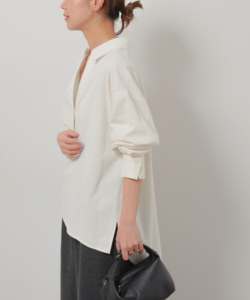 JOURNAL STANDARD relume（ジャーナルスタンダード　レリューム）の「カルゼスキッパーブラウス（シャツ/ブラウス・レディース・ネイビー/アイボリー/グレー・FREE）」の12枚目の写真