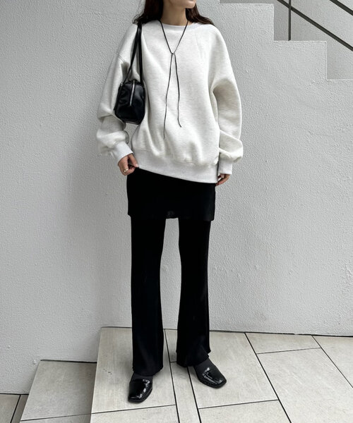 mline（エムライン）の「[mline]レイヤードニットパンツ（その他パンツ・レディース・ブラック/チャコールグレー・FREE）」の3枚目の写真