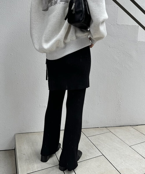 mline（エムライン）の「[mline]レイヤードニットパンツ（その他パンツ・レディース・ブラック/チャコールグレー・FREE）」の5枚目の写真