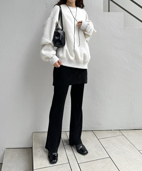 mline（エムライン）の「[mline]レイヤードニットパンツ（その他パンツ・レディース・ブラック/チャコールグレー・FREE）」の6枚目の写真