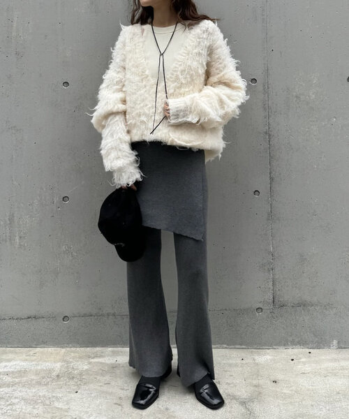 mline（エムライン）の「[mline]レイヤードニットパンツ（その他パンツ・レディース・ブラック/チャコールグレー・FREE）」の7枚目の写真