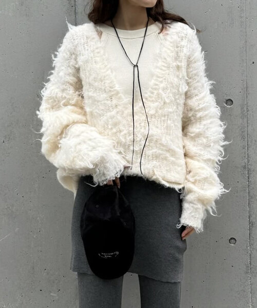 mline（エムライン）の「[mline]レイヤードニットパンツ（その他パンツ・レディース・ブラック/チャコールグレー・FREE）」の8枚目の写真