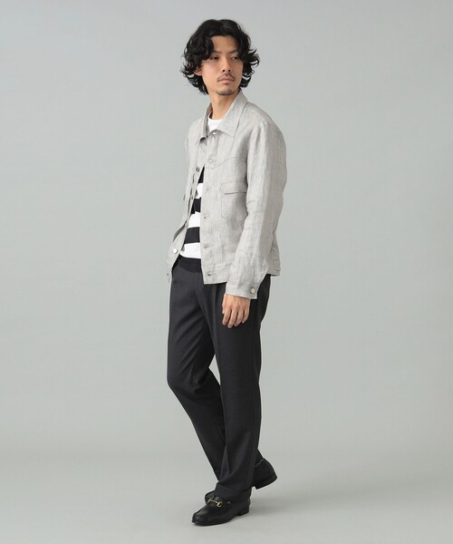 BEAMS F（ビームスエフ）の「【別注】Jeanik / リネン 2ndタイプ ブルゾン（ブルゾン・メンズ・ブラック/ナチュラル・SMALL/MEDIUM/LARGE）」の11枚目の写真