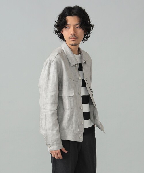 BEAMS F（ビームスエフ）の「【別注】Jeanik / リネン 2ndタイプ ブルゾン（ブルゾン・メンズ・ブラック/ナチュラル・SMALL/MEDIUM/LARGE）」の13枚目の写真