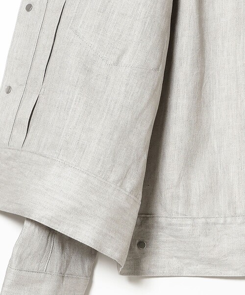 BEAMS F（ビームスエフ）の「【別注】Jeanik / リネン 2ndタイプ ブルゾン（ブルゾン・メンズ・ブラック/ナチュラル・SMALL/MEDIUM/LARGE）」の4枚目の写真