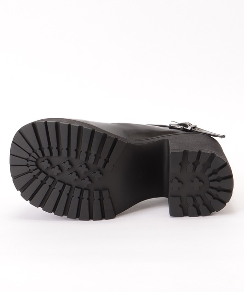 エナメル風 厚底 ハイヒール スタッズ ベルト シューズ（パンプス