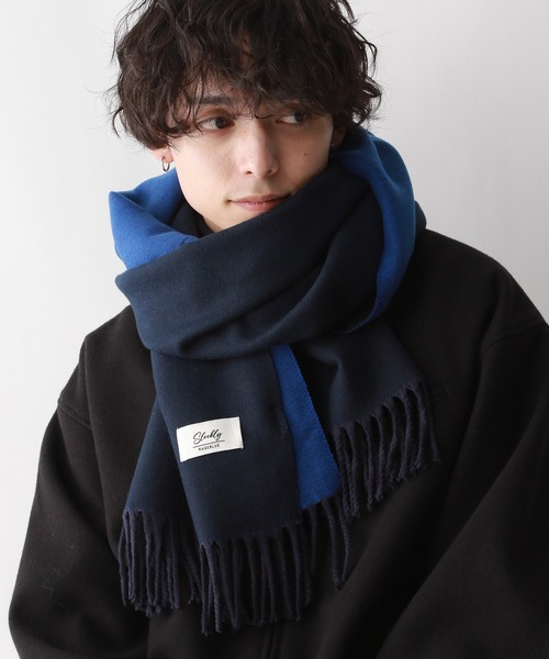 RAGEBLUE（レイジブルー）の「【UNISEX】カシミヤタッチ/リバーシブルマフラー（マフラー・メンズ・ネイビー/ダークグレー・FREE）」の2枚目の写真