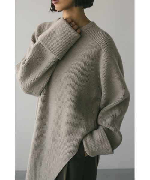 STYLEMIXER（スタイルミキサー）の「サイドカッティングロングニット（ニット/セーター・レディース・ベージュ/ブラウン・FREE）」の18枚目の写真