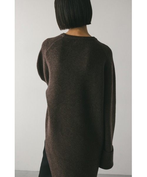 STYLEMIXER（スタイルミキサー）の「サイドカッティングロングニット（ニット/セーター・レディース・ベージュ/ブラウン・FREE）」の9枚目の写真