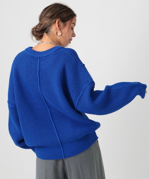 セール】[立体感のあるワッフル柄]ラインアクセントバルキー