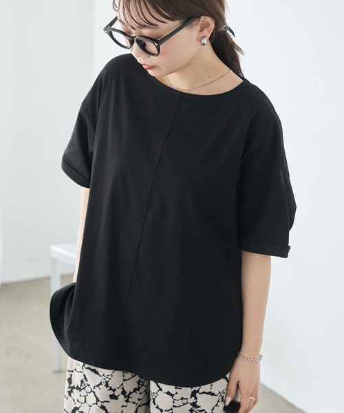 LAVEANGE（ラビアンジェ）の「【好機能シリーズ】接触冷感/UVカット/吸水速乾/バックタックプルオーバー（Tシャツ/カットソー・レディース・ブルー/ブラック/オフホワイト・5L/4L/3L/LL/M）」の16枚目の写真