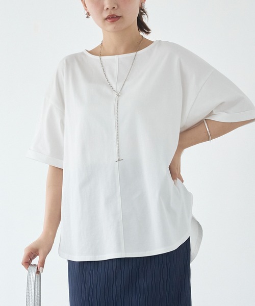 LAVEANGE（ラビアンジェ）の「【好機能シリーズ】接触冷感/UVカット/吸水速乾/バックタックプルオーバー（Tシャツ/カットソー・レディース・ブルー/ブラック/オフホワイト・5L/4L/3L/LL/M）」の5枚目の写真