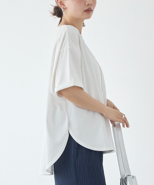 LAVEANGE（ラビアンジェ）の「【好機能シリーズ】接触冷感/UVカット/吸水速乾/バックタックプルオーバー（Tシャツ/カットソー・レディース・ブルー/ブラック/オフホワイト・5L/4L/3L/LL/M）」の6枚目の写真