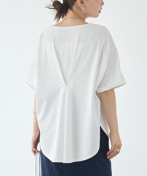 LAVEANGE（ラビアンジェ）の「【好機能シリーズ】接触冷感/UVカット/吸水速乾/バックタックプルオーバー（Tシャツ/カットソー・レディース・ブルー/ブラック/オフホワイト・5L/4L/3L/LL/M）」の9枚目の写真