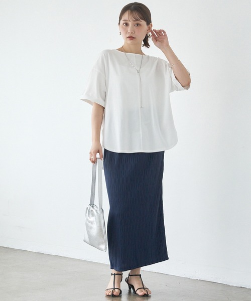 LAVEANGE（ラビアンジェ）の「【好機能シリーズ】接触冷感/UVカット/吸水速乾/バックタックプルオーバー（Tシャツ/カットソー・レディース・ブルー/ブラック/オフホワイト・5L/4L/3L/LL/M）」の10枚目の写真