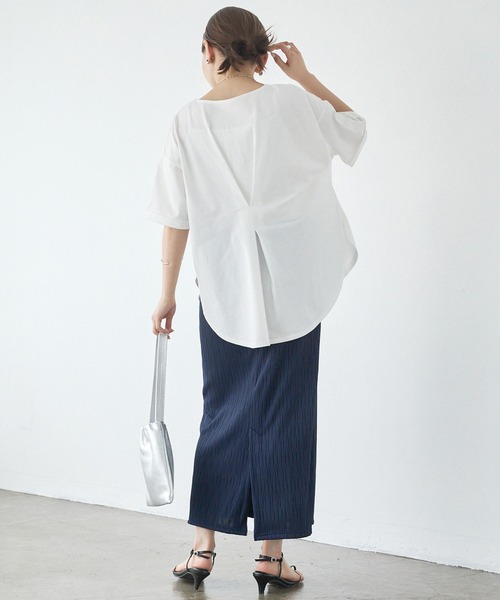 LAVEANGE（ラビアンジェ）の「【好機能シリーズ】接触冷感/UVカット/吸水速乾/バックタックプルオーバー（Tシャツ/カットソー・レディース・ブルー/ブラック/オフホワイト・5L/4L/3L/LL/M）」の15枚目の写真