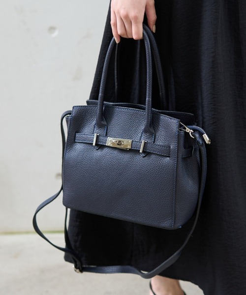 追加2】【AULENTTI/オウレンティ】レザーベルト付ミディトートバッグ