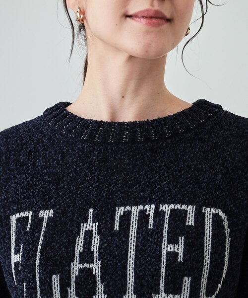 Cutie Blonde（キューティーブロンド）の「【S-LL】もちもち感がたまらない モールロゴリブ切替ニット（ニット/セーター・レディース・アイボリー/ネイビー・01/02/03/04）」の13枚目の写真