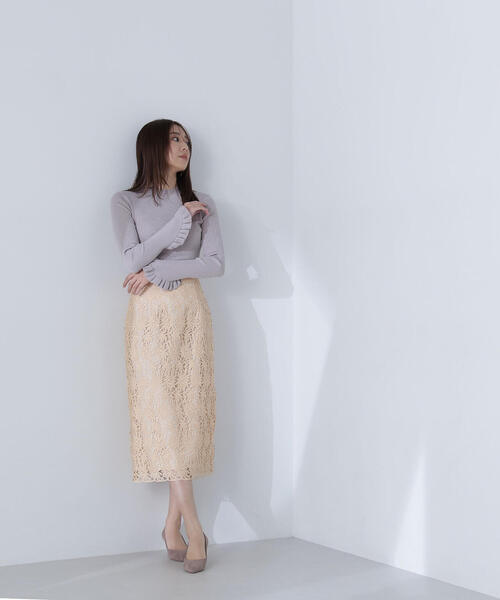 NATURAL BEAUTY BASIC（ナチュラルビューティーベーシック）の「◇アゼフリルカフスニット（ニット/セーター・レディース・オリーブ/オフホワイト/グレー・FREE）」の8枚目の写真