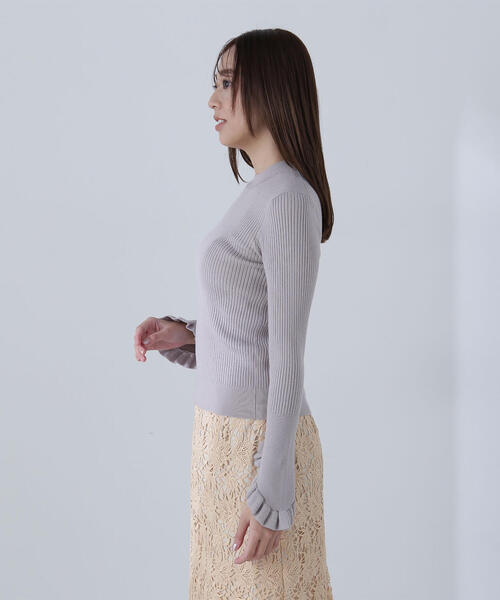 NATURAL BEAUTY BASIC（ナチュラルビューティーベーシック）の「◇アゼフリルカフスニット（ニット/セーター・レディース・オリーブ/オフホワイト/グレー・FREE）」の13枚目の写真