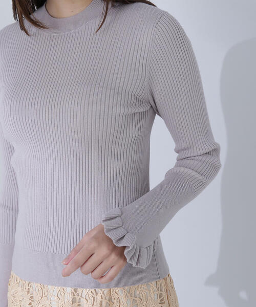 NATURAL BEAUTY BASIC（ナチュラルビューティーベーシック）の「◇アゼフリルカフスニット（ニット/セーター・レディース・オリーブ/オフホワイト/グレー・FREE）」の16枚目の写真