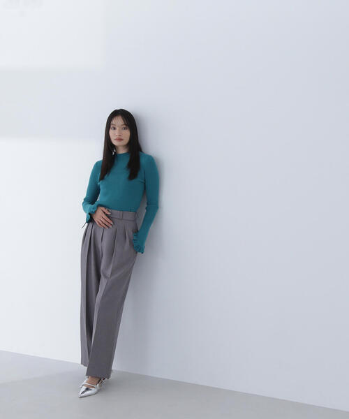 NATURAL BEAUTY BASIC（ナチュラルビューティーベーシック）の「◇アゼフリルカフスニット（ニット/セーター・レディース・オリーブ/オフホワイト/グレー・FREE）」の22枚目の写真