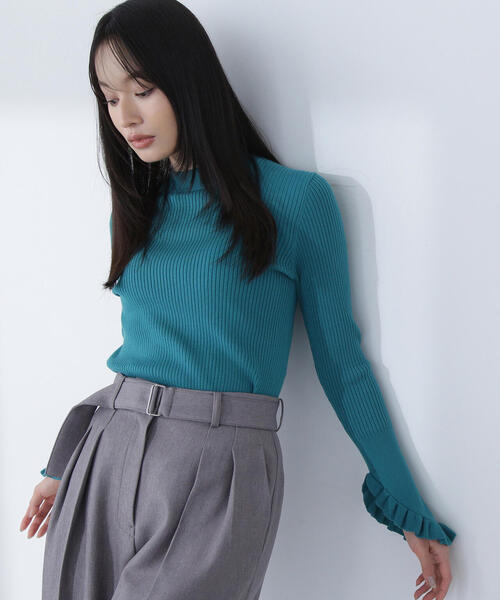 NATURAL BEAUTY BASIC（ナチュラルビューティーベーシック）の「◇アゼフリルカフスニット（ニット/セーター・レディース・オリーブ/オフホワイト/グレー・FREE）」の20枚目の写真