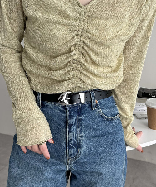 DISCOAT（ディスコート）の「プランプバックルレザーベルト（ベルト・レディース・ブラック/キャメル/ダークブラウン・FREE）」の4枚目の写真