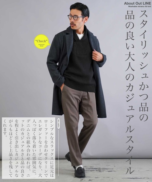 jiggys shop(ジギーズショップ)の「ショールカラーハーフジップあぜ編みニットセーター(ニット/セーター・メンズ・グレー/ブラック/アイボリー/パープル系その他・MEDIUM/LARGE/X-LARGE)」の16枚目の写真