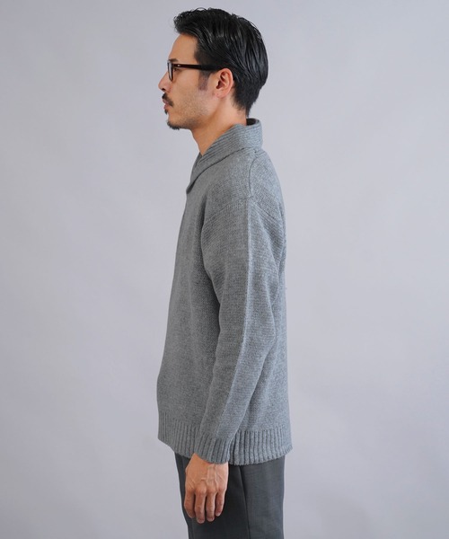 jiggys shop(ジギーズショップ)の「ショールカラーハーフジップあぜ編みニットセーター(ニット/セーター・メンズ・グレー/ブラック/アイボリー/パープル系その他・MEDIUM/LARGE/X-LARGE)」の21枚目の写真