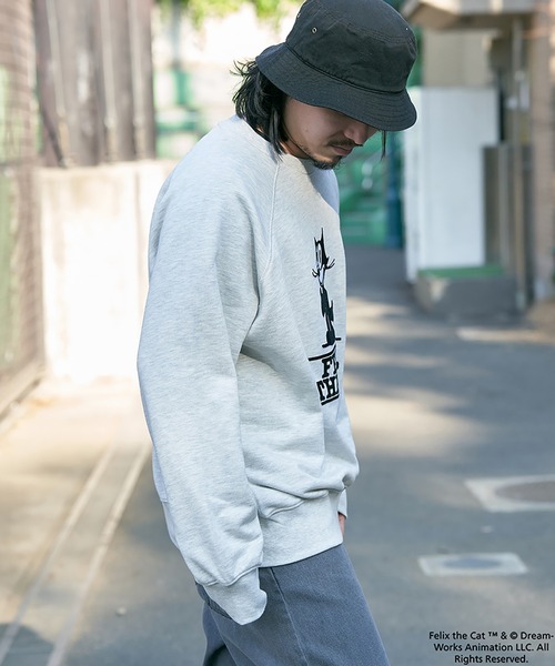 VENCEEXCHANGE（ヴァンスエクスチェンジ）の「"Felix the cat" フィリックス・ザ・キャット / ラグランフロッキートレーナー（スウェット・メンズ・ライトグレー/ブルー/チャコール・L/LL/M）」の5枚目の写真