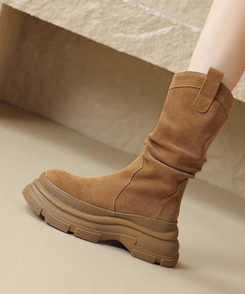 shoes365(シューズスリーシックスファイヴ)の「【SHOES 365】厚底フィットブーツ(ブーツ・レディース・ブラック/キャメル・22.5cm/23.0cm/23.5cm/24.0cm/24.5cm/25.0cm)」の9枚目の写真