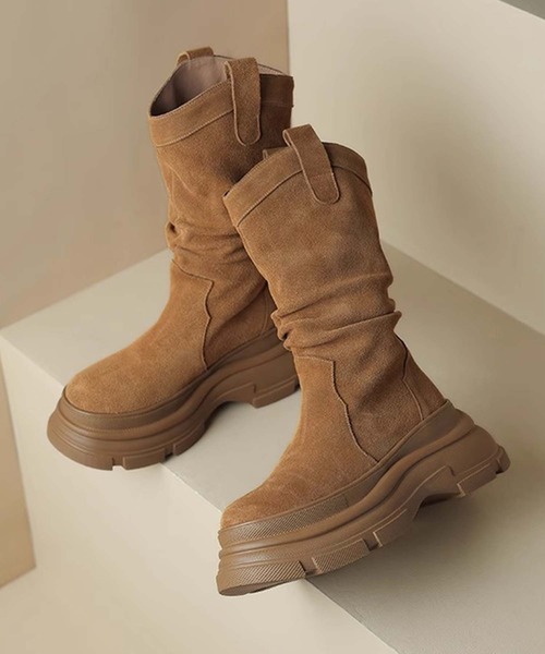 shoes365(シューズスリーシックスファイヴ)の「【SHOES 365】厚底フィットブーツ(ブーツ・レディース・ブラック/キャメル・22.5cm/23.0cm/23.5cm/24.0cm/24.5cm/25.0cm)」の13枚目の写真