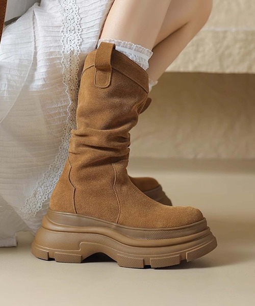 shoes365(シューズスリーシックスファイヴ)の「【SHOES 365】厚底フィットブーツ(ブーツ・レディース・ブラック/キャメル・22.5cm/23.0cm/23.5cm/24.0cm/24.5cm/25.0cm)」の10枚目の写真