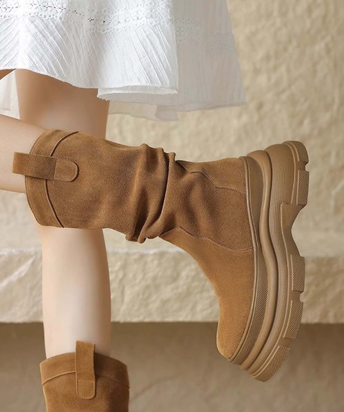 shoes365(シューズスリーシックスファイヴ)の「【SHOES 365】厚底フィットブーツ(ブーツ・レディース・ブラック/キャメル・22.5cm/23.0cm/23.5cm/24.0cm/24.5cm/25.0cm)」の11枚目の写真