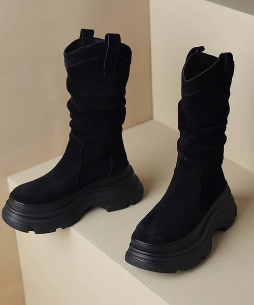 shoes365(シューズスリーシックスファイヴ)の「【SHOES 365】厚底フィットブーツ(ブーツ・レディース・ブラック/キャメル・22.5cm/23.0cm/23.5cm/24.0cm/24.5cm/25.0cm)」の15枚目の写真