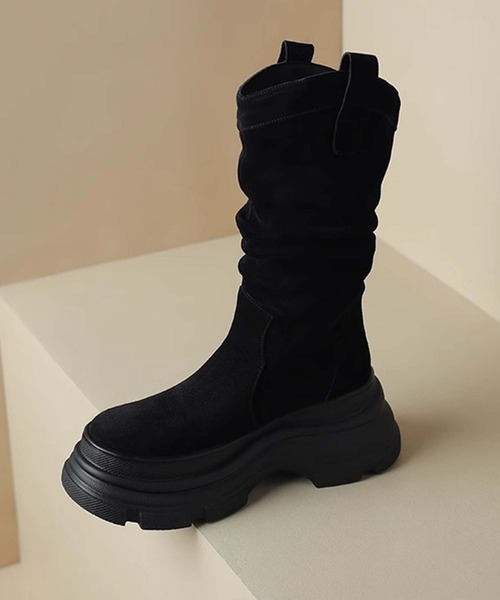shoes365(シューズスリーシックスファイヴ)の「【SHOES 365】厚底フィットブーツ(ブーツ・レディース・ブラック/キャメル・22.5cm/23.0cm/23.5cm/24.0cm/24.5cm/25.0cm)」の16枚目の写真