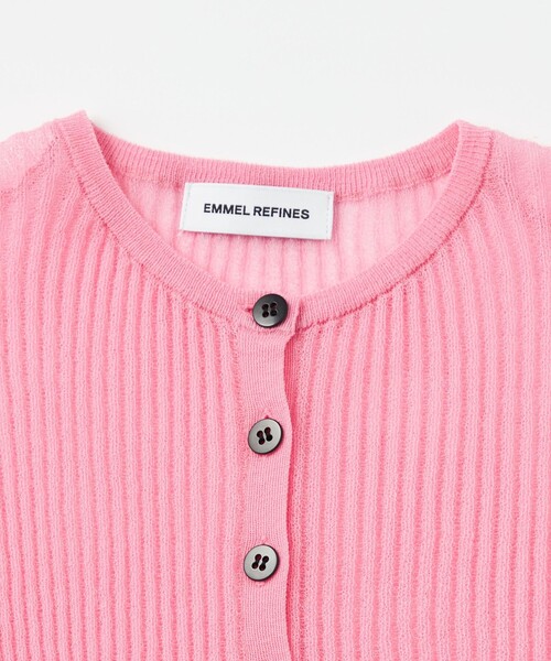 EMMEL REFINES（エメルリファインズ）の「＜EMMEL REFINES＞EM リブジャカード シアー カーディガン（カーディガン/ボレロ・レディース・ライトブルー/ライム/ピンク/ベージュ・FREE）」の9枚目の写真