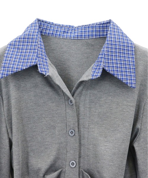 tinkerend(ティンカーエンド)の「Ruched Striped Ribbed Cardigan / シャーリングストライプリブカーディガン(シャツ/ブラウス・レディース・ブラック/グレー/ホワイト/ブラウン/ブラック系その他/グレー系その他・FREE)」の12枚目の写真
