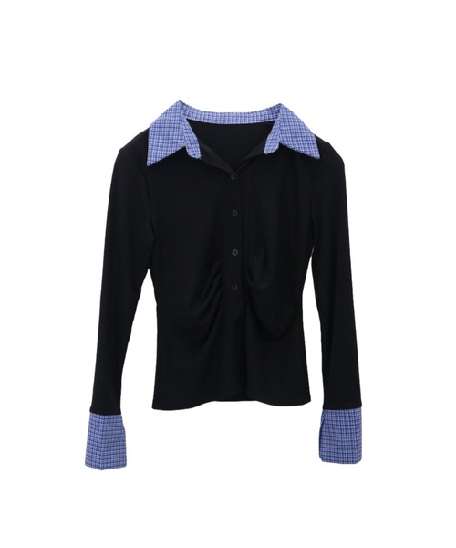 tinkerend(ティンカーエンド)の「Ruched Striped Ribbed Cardigan / シャーリングストライプリブカーディガン(シャツ/ブラウス・レディース・ブラック/グレー/ホワイト/ブラウン/ブラック系その他/グレー系その他・FREE)」の14枚目の写真