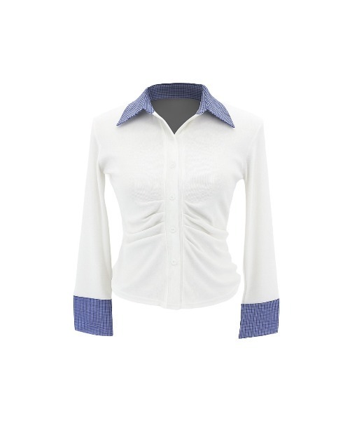 tinkerend(ティンカーエンド)の「Ruched Striped Ribbed Cardigan / シャーリングストライプリブカーディガン(シャツ/ブラウス・レディース・ブラック/グレー/ホワイト/ブラウン/ブラック系その他/グレー系その他・FREE)」の7枚目の写真