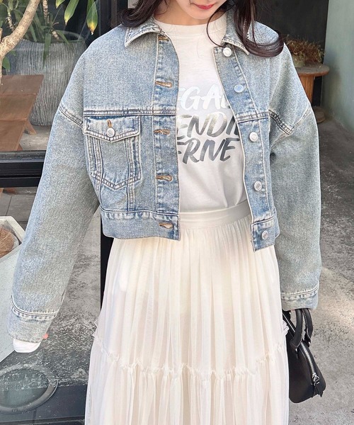 INGNI（イング）の「クロップド丈Gジャン（デニムジャケット・レディース・ブルー系その他/ブルー系その他3/グレー・M）」の2枚目の写真