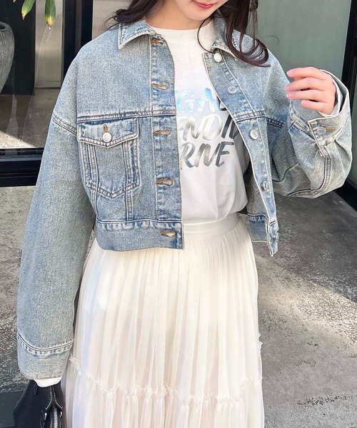 INGNI（イング）の「クロップド丈Gジャン（デニムジャケット・レディース・ブルー系その他/ブルー系その他3/グレー・M）」の10枚目の写真