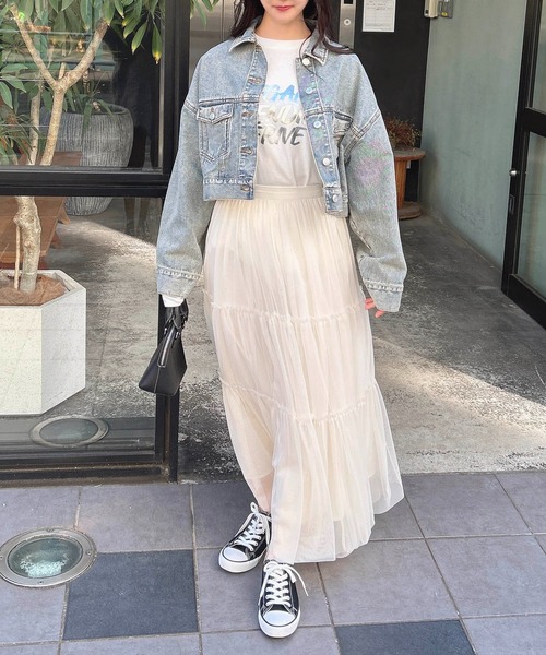 INGNI（イング）の「クロップド丈Gジャン（デニムジャケット・レディース・ブルー系その他/ブルー系その他3/グレー・M）」の12枚目の写真