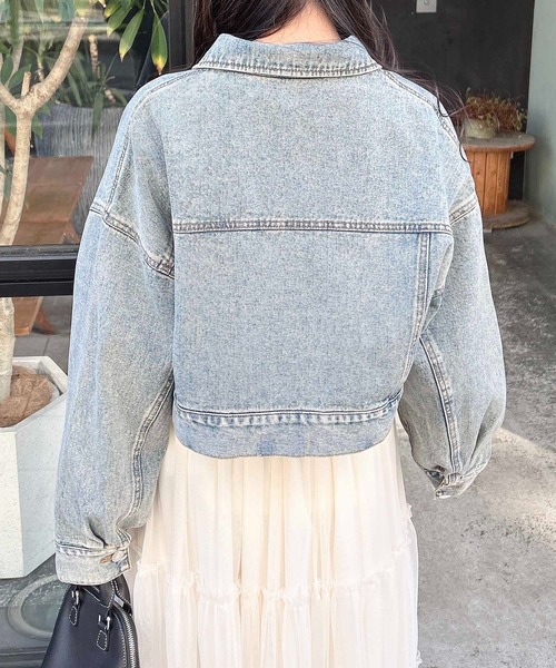 INGNI（イング）の「クロップド丈Gジャン（デニムジャケット・レディース・ブルー系その他/ブルー系その他3/グレー・M）」の11枚目の写真