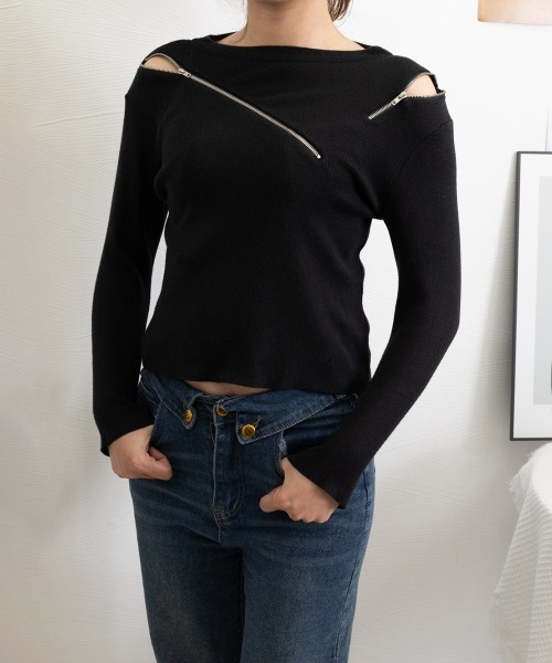 Miniministore(ミニミニストア)の「ニットトップス ニットセーター 春秋冬(ニット/セーター・レディース・ブラック/ホワイト・FREE)」の14枚目の写真
