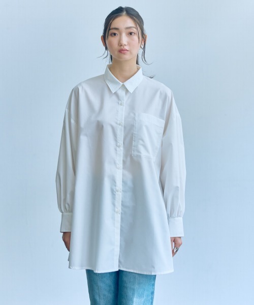slattgir（スラットジール）の「高身長　ワイドシャツ（トールサイズ）Essenave（シャツ/ブラウス・レディース・オフホワイト/ブルー系その他・M/L/LL/3L）」の13枚目の写真