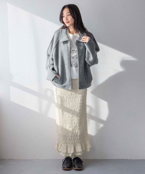 LOWRYS FARM（ローリーズファーム）の「スソフリルシャーリングスカート　310173（スカート・レディース・ブラック系その他/ブラック/アイボリー/イエロー・FREE）」の5枚目の写真