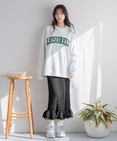 LOWRYS FARM（ローリーズファーム）の「スソフリルシャーリングスカート　310173（スカート・レディース・ブラック系その他/ブラック/アイボリー/イエロー・FREE）」の10枚目の写真