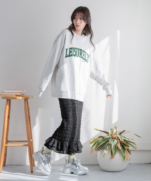 LOWRYS FARM（ローリーズファーム）の「スソフリルシャーリングスカート　310173（スカート・レディース・ブラック系その他/ブラック/アイボリー/イエロー・FREE）」の11枚目の写真